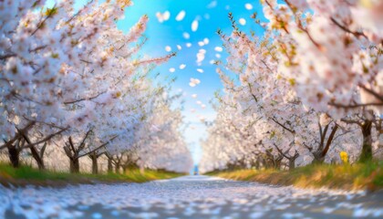 Fototapeta premium 満開の桜 華麗に舞い散る桜の花びら