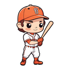 baseball player cartoon sticker