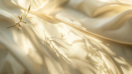 Background for beauty products made of silk fabrics and shadows - obrazy, fototapety, plakaty