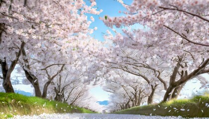 満開の桜  華麗に舞い散る桜の花びら