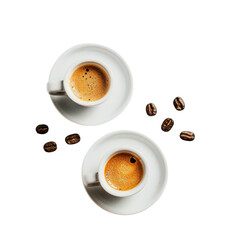 coffee and coffee beans on a white background. With clipping path.