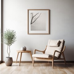 Wooden Modern Interior Wall Art Frame Poster Mockup Instagram Post