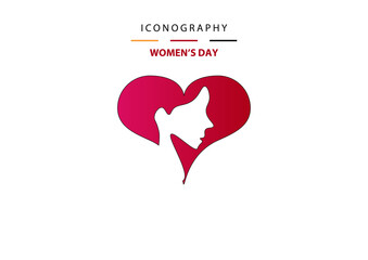 Cuore con Silhouette Viso di giovane donna - Icona Vettoriale per campagne pubblicitaria social e stampa