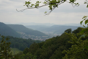Landscape with mountains, towns and cities