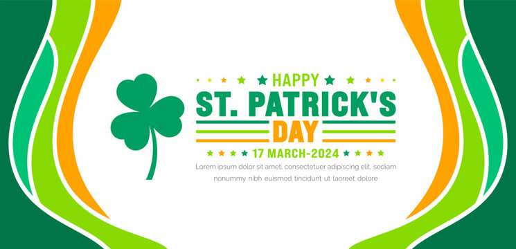 17 March is Happy St. Patrick's day background with green leaves background template. St Patrick day or saint Patrick day banner. use to background,  placard, card, and poster design template.