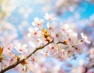 満開の桜 華麗に舞い散る桜の花びら