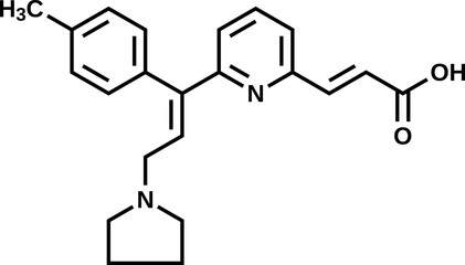 Obraz premium Acrivastine structural formula, vector illustration