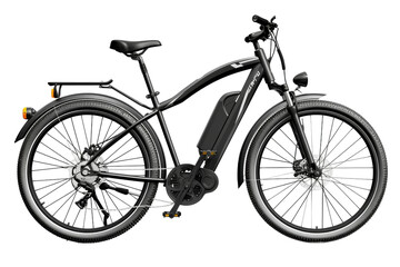 Electric Bike With Front Wheel and Seat. An image of an electric bike featuring a front wheel and a seat, showcasing its innovative design and functionality. - obrazy, fototapety, plakaty