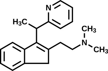 Dimethindene structural formula, vector illustration