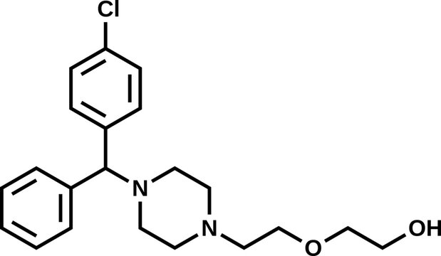 Hydroxyzine structural formula, vector illustration