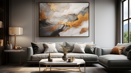Modern Living Room with painting on the wall
