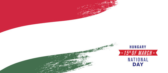 Hungary happy national day greeting card, banner vector illustration - Powered by Adobe