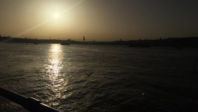 Sunset over the Bosphorus in &Uuml;sk&uuml;dar Istanbul