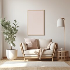 Neutral Aesthetic Living Room Wall Art Poster Frame Mockup Instagram Post.