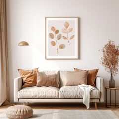 Neutral Aesthetic Living Room Wall Art Poster Frame Mockup Instagram Post 
