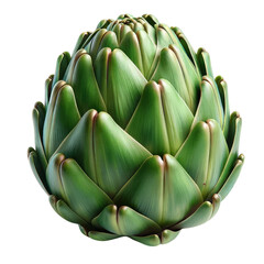 A large green vegetable with a pointed top. It is a type of artichoke. The artichoke is fresh and ready to be eaten