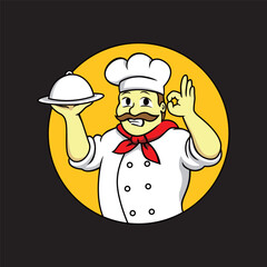 professional chef mascot design. baker cartoon, sign and symbol.