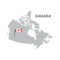Fototapeta premium Canada vector map with the flag inside. Map of the Canada with the national flag isolated on white background. Vector illustration. Every country in the world is here