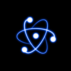 shining neon lights atom model