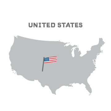 United states vector map with the flag inside. Map of the USA with the national flag of United States of America isolated on white background. Vector illustration.