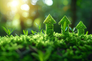 Green Growth Illustration of Upward-Pointing Grass Arrows Signifying Eco-Friendly Progress and Sustainable Development