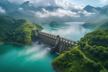 Fototapeta na wymiar EcoDam Hydro Power Plant: Harnessing Nature's Power for a Green Future