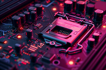 Securing Connection Cybersecurity Service Concept with Close-Up of Computer Motherboard, Lock, and Verified Login Credentials