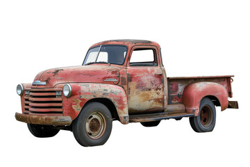 Rusted Truck. An old rusted truck is showcased on a plain Transparent background.