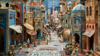 Fototapeta premium Origami Cairo Historic Bazaars Scene