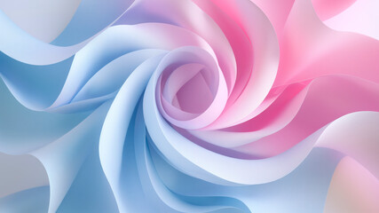 Dynamic blue and pink textured fabric in a swirling wave like pattern, twisting round and round to form almost a rose like flower in the centre of this abstract image. Background image. - obrazy, fototapety, plakaty