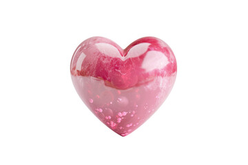Pink Heart Shaped Glass Bead. A pink heart shaped glass bead is placed on a Transparent background, highlighting its shape and color.