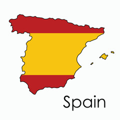 Obraz premium Outline drawing of Spain flag map.