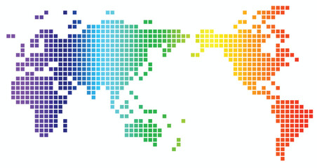 Fototapeta premium Square shape world map on white background.