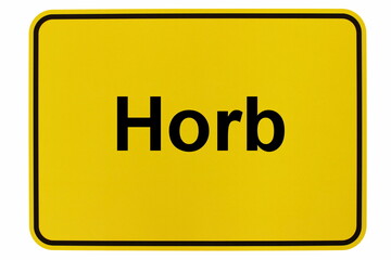 Illustration eines Ortsschildes der Horb am Neckar im Schwarzwald