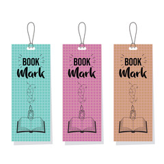 Simple Bookmark layout design, Unique aesthetic three bookmark design made by three colors, Bookmark templates.