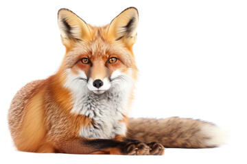 Close Up of a Fox. A detailed, close up shot showcasing a fox on a plain Transparent background.