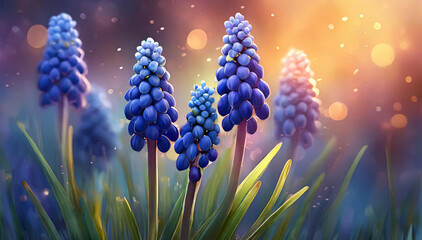 Niebieskie kwiaty muscari