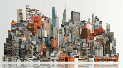 Ilustracja abstrakcyjnego miasta z wieżowcami - obrazy, fototapety, plakaty