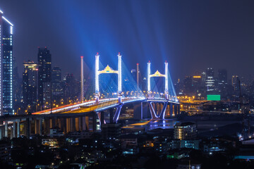 Rama IX or well know Rama 9 Bridge and new frontage bridge. Bhumibol Bridge, most important...