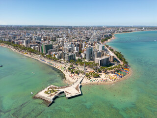 Aerial view of beaches in Maceio, Alagoas, Northeast region of Brazil.