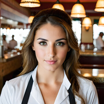 portrait of a woman in a restaurant