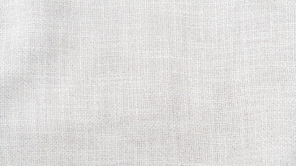 White hessian sackcloth woven jute burlap fabric cloth textile texture pattern background in white light color