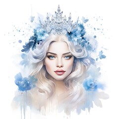 Watercolor Snow Queen Clipart Add Royal Elegance to Your Designs