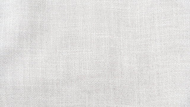 White hessian sackcloth woven jute burlap fabric cloth textile texture pattern background in white light color