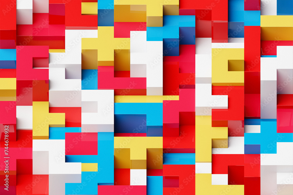 Poster 3d rendering. colorful geometric pattern. minimalistic pattern of simple shapes. bright creative sym