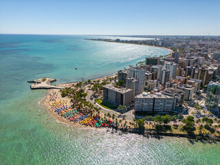 Aerial view of beaches in Maceio, Alagoas, Northeast region of Brazil.
