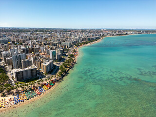 Aerial view of beaches in Maceio, Alagoas, Northeast region of Brazil.