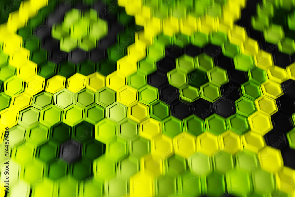 Poster multicolored pattern, hexagon pattern. 3d visualization
