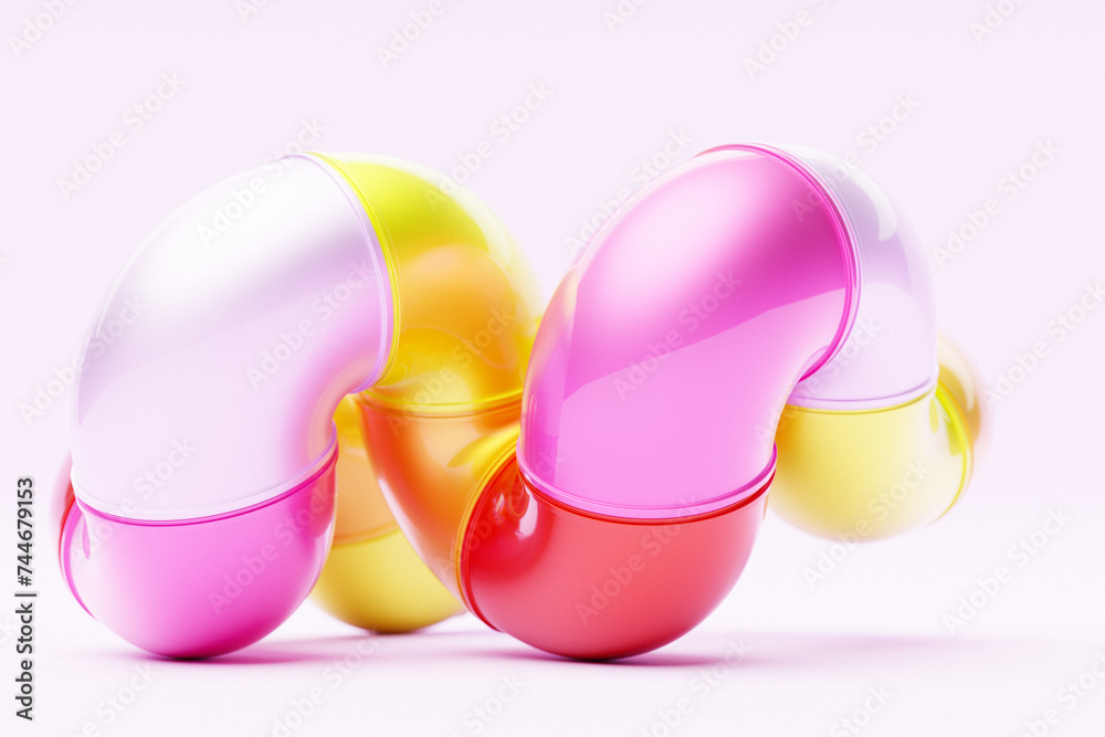 Poster abstract dynamic colorful shape. 3d illustration and rendering. elegant line background.