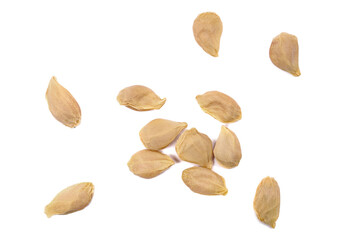 Tangerine seeds isolated on white, macro